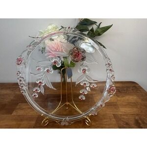 Walther Kristallglas‎ Carmen Crystal Floral Serving Plate Pink Glass Germany